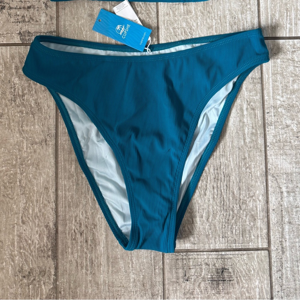 Cupshe Teal Bikini BOTTOM - Size Medium - NWT